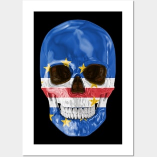 Cape Verde Flag Skull - Gift for Cape Verdean With Roots From Cape Verde Posters and Art